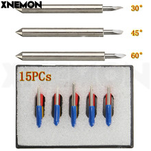 Xnemon cortador de vinil lâmina, alta dureza, 15 peças, 30/45/60 graus, roland pf, lâminas de corte 25x2mm 2024 - compre barato