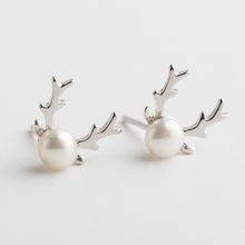 Pearl Buckhorn 925 Sterling Silver stud Earring for women fashion jewelry 2024 - buy cheap