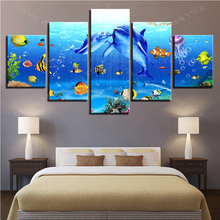 Wall Art Mosaic Pictures 5 Pieces diy Diamond Painting Dolphins 5d cross stitch Embroidery Rhinestone Decoration Arts and Crafts 2024 - buy cheap