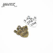 Yuenz 15 pçs urso amor coração encantos antigo prata cor pingente de metal para colar pulseira jóias fazendo encontrar 20*18mm a26 2024 - compre barato