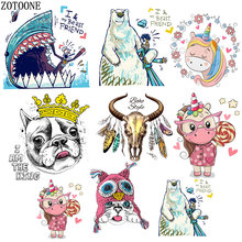 Zotoone unicorn remendos para roupas t-shirts vestidos sacos diy decoração a-nível lavável adesivos de pressão de calor appliqued 2024 - compre barato