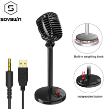 Karaoke Microphone Wired Studio HD Noise Cancelling Condenser Tabletop USB 3.5mm Mircophone for Computer Professional Retro Mic 2024 - buy cheap