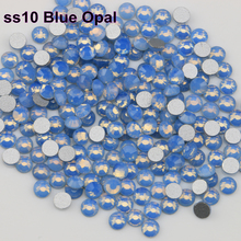 Free Shipping! 1440pcs/Lot, ss10 (2.7-2.9mm) Blue Opal Flat Back Glue on ( Nail Art ) Non Hot Fix Rhinestone 2024 - buy cheap