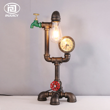 Lámpara de escritorio Steampunk de estilo Industrial para Loft, luces de mesa de arte del hierro Retro Para cafetería, Bar, restaurante, tubería de agua, medidor de iluminación 2024 - compra barato