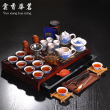 Conjunto de chá kung fu, chaleira completa, conjunto de bule de chá azul e branco, porcelana, de cerâmica, madeira sólida, bandeja de chá, cerimônia de chá 2024 - compre barato