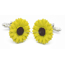 2015 New Fashion Sunflower Cufflinks High quality Yellow flower Design Cuff links Men French shirt Cuffs Cufflink for Wedding 2024 - buy cheap