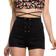 Summer New Sexy Solid Black Style Fashion High Waist Casual Short Pants Lace Up Shorts Women Autumn  Women Shorts Cross Bandage 2024 - buy cheap