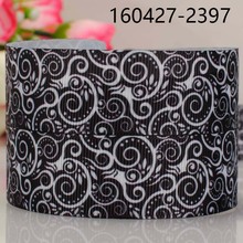 Free shipping 50yards 1 " 25 mm black unique pattern print grosgrain ribbon tape DIY hair bow  top quality 2024 - buy cheap