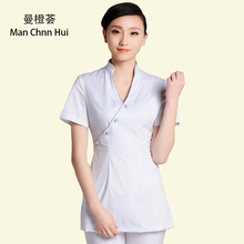 Health Club Work Clothing Female Teahouse Waitress Clothes Beauty Salon SPA Uniform 2piece Set Embroider DIY Logo Uniforms 2024 - buy cheap