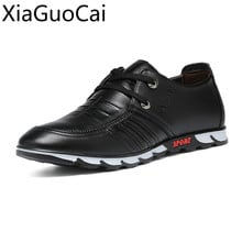 Autumn New Korean Men's Casual Sneakers Black Business Flats Shoes Fashion Soft Bottom Genuine Leather Lace Up Casual Shoes 2024 - buy cheap