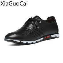 Zapatillas de deporte informales coreanas para hombre, zapatos planos de negocios negros, zapatos informales con cordones de cuero genuino de fondo suave a la moda, novedad de otoño 2024 - compra barato