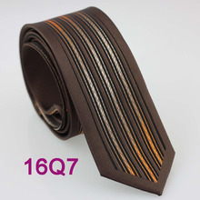 YIBEI Coachella ties SKINNY Black&Brown&Gold Vertical Stripes Man Neckties SLIM Brown Border Cravatta NARROW Jacquard Neck Tie 2024 - buy cheap