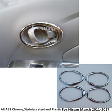Cubierta de diseño de palo embellecedor ABS cromado para coche Nissan, manija interior de puerta, marco de tazón, 4 Uds., para Nissan March 2011 2012 2013 2014 2015 2016 2017 2024 - compra barato
