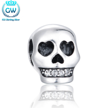 Cuentas de calavera para manualidades, joyería de plata de ley 925 de estilo europeo, aptas para pulseras de marca Vintage, joyería GW X191 2024 - compra barato