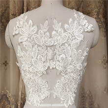 1 Piece Embroidered Lace Applique Lace Fabric For DIY Wedding Dress Ivory White Costume Lace Trim For Wedding Dresses 2024 - buy cheap