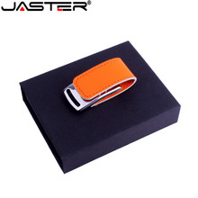 Jaster pendrive de couro, usb + caixa, metal, logotipo grátis, 4gb, 8gb, 16gb, 32gb, 64gb, presente 2024 - compre barato