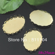 18x25mm Golden Plated Copper Blank Oval Lace Pendant Trays Bases Bezel DIY Cameo CABs Jewelry Findings Settings Wholesale 2024 - buy cheap