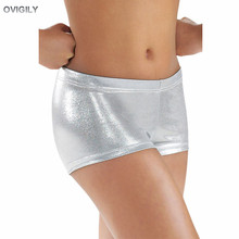 OVIGILY Child Low Waist Shiny Metallic Dance Shorts Girls Spandex Lycra Stage Performance Shorts Ballet Dance Shorts Toddlers 2024 - buy cheap