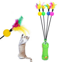 Fun Kitten Hand Created Toy Cat Feather Bell Wand Teaser Rod Bead Interactive Play Pet Ball Toys 2024 - buy cheap