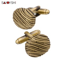 Savyshi-gemelos de bronce para hombre, accesorio para camisa, clavos de alta calidad, nudo ovalado torcido, joyería de diseño de marca, regalo 2024 - compra barato