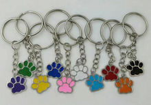 Enamel Candy Color Paw Footprint Cat Dog Bear Paw Prints Key Chain Key Ring Keychain Charms  Lobster Clasp Keyring Hang Charms 2024 - buy cheap