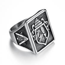 Мужское квадратное кольцо в стиле панк, винтажное квадратное кольцо из нержавеющей стали, античное ювелирное изделие 2024 - купить недорого