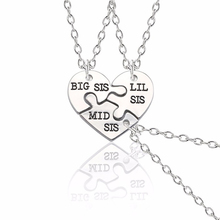 BFF Fashion 3 Piece Best Sister Forever Necklace Women's Jewelry Heart Pendant Big Sis Little Sis Necklace and Pendant 2024 - buy cheap