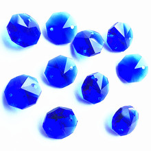 Piezas de cristal azul para candelabro, accesorios de cuentas de bricolaje para cortina, cristal azul, 500 unids/lote, 14mm, ocho agujeros, envío gratis 2024 - compra barato