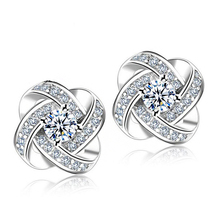Wholesale 12pairs/lot Classic Crystal Bijoux  Stud Earrings Flower Cubic Zirconia Elegant Wedding Party Earrings for Women 2024 - buy cheap