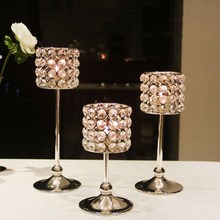 Noolim candelabro romântico europeu de cristal, pequeno cilindro suporte de vela mesa casa bar decoração casamento presente criativo 2024 - compre barato