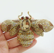 Vintage Retro Bee Insectl Gold Tone Brooch Pin Brown Crystal Rhinestone Party Jewelry 2024 - buy cheap