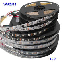 Tira de luces Led direccionable DC12V 1m/3m/5m 30/48/60leds/m SMD 5050 RGB WS2811, PCB Blanco/negro 2024 - compra barato