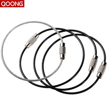 QOONG 10PCS Black Color Metal Wire Circle Keychain Stainless Steel Traveller Key Chain Ring Holder Men Strap Keyholder Q05 2024 - buy cheap