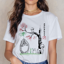 Camiseta feminina totoro estúdio ghibli, camiseta harajuku ullzang, camiseta engraçada com desenhos animados 2024 - compre barato