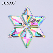 JUNAO 11*18mm coser Cristal Diamantes de imitación de AB cosido en espalda acrílico gemas rombo forma de lujo Strass piedras de cristal para la ropa 2024 - compra barato