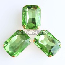 Free shipping! Gold bottom Rectangle eight square light green Good quality Glass Crystal flatback sew on claw rhinestones 2024 - buy cheap