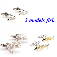 Fashion Siver Gold Fish Cufflink Cuff Link 1 Pair Free Shipping Biggest Promotion 2024 - buy cheap