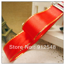 Красная Золотая Проводная атласная лента 3/4 дюйма (20 мм), ширина x 25 ярдов для упаковки подарков, венков, бантов 2024 - купить недорого