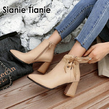 Sianie Tianie 2020 winter autumn warm fleece sexy ladies shoes block high heeled boots women ankle boots big size 43 44 45 46 12 2024 - buy cheap