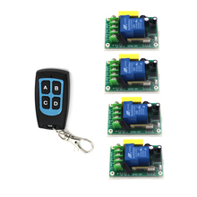 Sistema de interruptor por controle remoto sem fio, ac 220v 30a 1ch rf, 1 x transmissor + 4x receptor, 315/433mhz sku: 5517