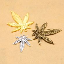 10pcs/lot Zinc Alloy Maple Leaf Pendants Gold/Antique Bronze/Antique SilverTree Charms for Jewelry Findings Accessories 33x39mm 2024 - buy cheap