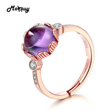 MoBuy MBRI029 Round Natural Gemstone Amethyst Ring 925 Sterling-Silver-Jewelry Rose Gold Plated Fine Jewelry Rings For Women 2024 - buy cheap