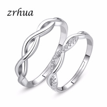 ZRHUA 925 Sterling Silver Ring Romantic Couple Ring Set With Crystal For Women Wedding Party Gift Fine Europe Jewelry Anillos 2024 - buy cheap