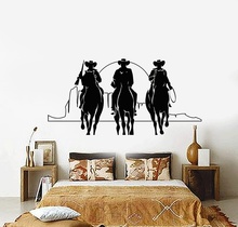 Apliques de pared de vinilo, pegatina de la película del caballo vaquero occidental atardecer, decoración para el hogar, sala de estar, dormitorio, pegatina de pared KT23 2024 - compra barato