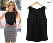 2020 New Casual Summer Sexy Tank Loose Sleeveless Fashion Women Blouses Elegant Sexy Round Neck Solid Tops Chiffon Plus Size Top 2024 - buy cheap