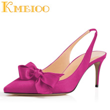 Kmeioo sapato feminino, sapato da moda com laço bico fino, salto médio, para noite, sapatos de casamento, 2020 cm, 6.5cm 2024 - compre barato