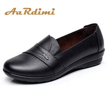 AARDIMI 2018 New Women Flats Shoes Genuine Leather Spring Summer Black Flats Slip On Women's Flat Shoes Leather Female Loafers 2024 - buy cheap