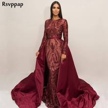 Longo borgonha estilo árabe vestido de noite 2021 sereia manga longa abendkleider elegante festa feminina vestidos formais 2024 - compre barato