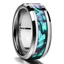 Fine Jewelry 8MM Inlaid Abalone Shell Beveled Steel Tungsten Carbide Ring Wedding Jewelry US Size 7 8 9 10 11 12 Valentine Gift 2024 - buy cheap