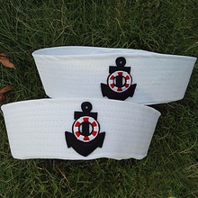 Gorros militares de capitán para adultos y niños, sombrero con ancla de la Marina, accesorios de vestir, color blanco, Vintage 2024 - compra barato